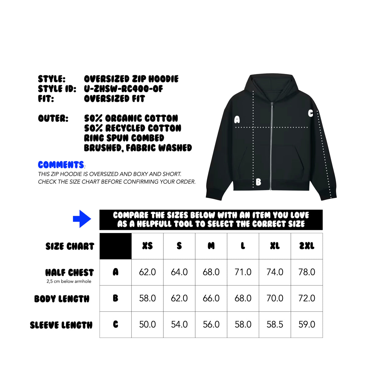 OVERSIZE ZIP HOODIE